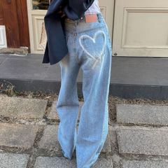 ザラ　バレルフィット　デニムパンツ　ハート　z1975 限定　34 バレンタイン ザラ バレルフィット デニムパンツ ハート z1975 限定 34 バレンタイン