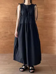 リボンワンピース ロングワンピース ノースリーブ  無地 シンプル きれいめ レディース おしゃれ かわいい 上品 切り替え ワンピ ふんわり 袖なし 肩りぼん オフホワイト ブラック 黒 白 大人 女性  サマードレス ブラックワンピ 春 夏 秋 韓国ファッ