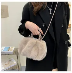 ショルダーバッグ ハンドバッグ ファー 無地 もこもこ レディース  韓国 ファッション 雑貨 かわいい おしゃれ 北欧 送料無料 [K] (T)