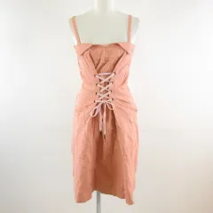 リリーブラウン Lily Brown キャミワンピース ミニ デニム レースアップ ピンク 1 *T214