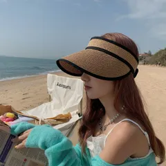 サンバイザー 麦わら帽子 ハット 折りたたみ UVカット 紫外線対策 レディース 韓国 ファッション 雑貨 かわいい おしゃれ 北欧 送料無料 [K] (T)