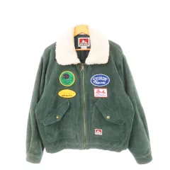 【中古】BEN DAVIS/WHITE LABEL ジャケット ブルゾン コーデュロイ 中綿 襟ボア ワッペン S 緑 グリーン /AH14 ベンデイビス ホワイトラベル BEN DAVIS/WHITE LABEL ジャケット