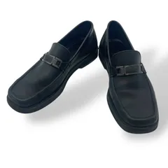 良品　Salvatore Ferragamo サルヴァトーレフェラガモ　ビットローファー　レザーシューズ　スクエアトゥ　ロゴプレート　型押し　ビジネス　黒　ブラック　25cm