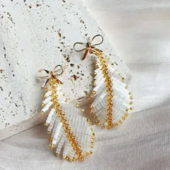 種類1：指定可能/ピアス リボン付き羽毛ピアス (T)