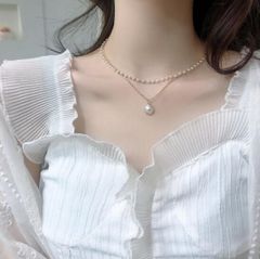 パール リボン ネックレス フレンチ ガーリー 上品 清楚系 