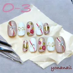 【両手分】白×赤金の華やか和柄ネイルチップ/オーダー制