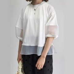 BEARDSLEY コットンシフォンギャザー丸ブラウス美品 - メルカリ