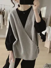 ニットベスト　ジレ　ロング (T)