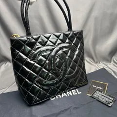 m319 CHANEL シャネル マトラッセ エナメル 復刻トート トートバッグ ココマーク ブラック ゴールド金具