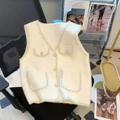 ニットベスト　シャギー　Vネック (T)