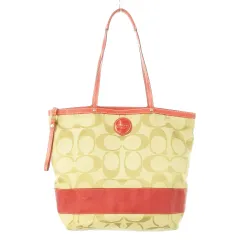 コーチ COACH トートバッグ ハンドバッグ キャンバス レザー ロゴ シグネチャー 赤 レッド ベージュ F15110 /CK20 ■GY18