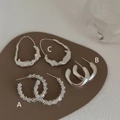 種類3：C メタル風ピアス　925シルバーポスト (T)