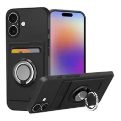 【新着商品】スマホケース アイフォン17 シリコン スタンド機能 リング付き 360°回転リング カード収納 耐久 ケース 17 滑り止め iPhone 黑 対応