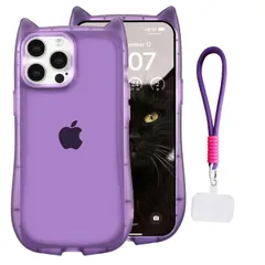 【数量限定】可愛い 猫耳スマホケース おしゃれ 韓国 ねこみみ ケース クリア カメラ保護 耐衝撃 軽量 ストラップ スマホ 落下防止 17 携帯 ケース いphone17 ケース かわいい 人気 シンプル iphone 黄ばまない アイフォン17 カバー 全