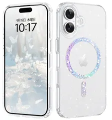 【新着商品】おしゃれ 黄変防止 軽量 耐衝撃 TPUケース 指紋防止 全面保護 透明 ワイヤレス充電可能 耐衝撃 MagSafe対応 ケース ケース アイフォン17 クリア 滑り防止 キラキラ マグネット搭載 17 iPhone DUEDUE