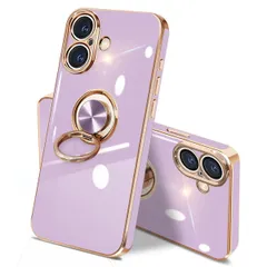 【数量限定】レンズ保護 保護カバー 携帯ケース アイフォン17スマホケース ストラップホール付き（パープル） カバー 車載ホルダー対応 スタンド機能 360°回転 耐衝撃 リング ケース 用 17 iPhone