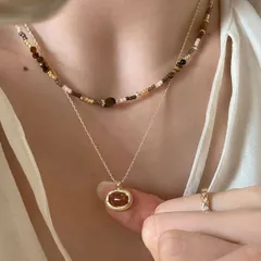 種類2：写真色/ネックレス レディース金属風ネックレス2点セット (T)