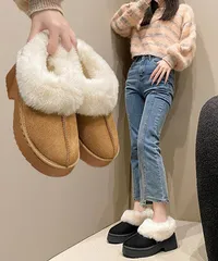 スエード調 ショートムートンブーツ厚底靴