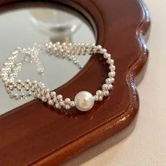 レディース　金属風パールブレスレット (T)