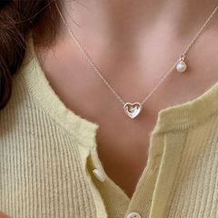 1回使用】 ベビーパール ロングネックレス ハートクラスプ 超美品 