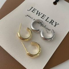高品質 フープピアス K18シルバー✖️ゴールドコンビ 純銀 上品 カギ