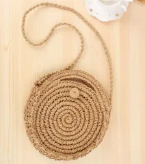 種類2：オフホワイト カゴバッグ　トートバッグ　ハンドバッグ　丸い形 (T)