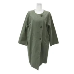 グローバルワーク GLOBAL WORK ノーカラーコート スプリングコート ロング丈 M カーキ /YS11 ■GY58