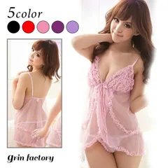 ベビードール Tバック セット 透け透け フリル ひらひら ふりふり セクシー ランジェリー ショーツ 下着 シースルー インナー エッチな下着 可愛い かわいい エロい エロ下着 大胆 紫 パープル ピンク 赤 レッド 黒 ブラック(Q)