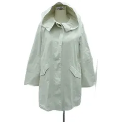 23区 オンワード樫山 ジャケット ロング丈 40 L ライトグレー フード付き /HO45 ■GY61