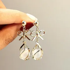 種類2：1点 リボン付き925シルバー ピアス (T)