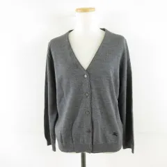 バーバリー ロンドン BURBERRY LONDON ニットカーディガン 長袖 ワンポイント グレー 13 *A24