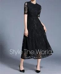 オシャレに体型カバー レースワンピース (T)