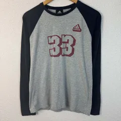 adidas アディダス ロングTシャツ ロンT ラグランスリーブ プリントロゴ グレー ブラック Lサイズ レディース 古着 スポーツMIX ストリート Y2K ギャル