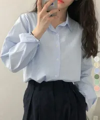 薄手シャツブラウス長袖レディース襟シャツ (T)