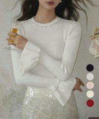 アベニールエトワール スカラップスリーブ ニット 32 ピンク 新品未