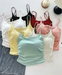 カップ付きキャミソールサイドシャーリング (T)