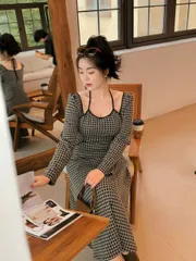 種類2：千鳥柄/2L 千鳥柄ロングワンピース (T)