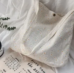 トートバッグ エコバッグ 花 雛菊 シンプル  韓国 ファッション 雑貨 かわいい おしゃれ 北欧 送料無料 [K] (T)