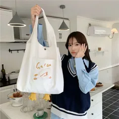 帆布バッグ エコバッグ トートバッグ 鴨 可愛い レディース 韓国 ファッション 雑貨 かわいい おしゃれ 北欧 送料無料 [K] (T)