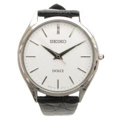 Seiko Dolce Exceline Watch SACM171 Quartz Movement with White Dial and Black Leather Band (GV)