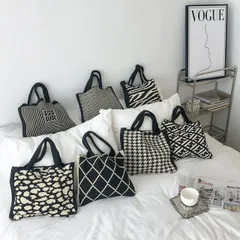 ニットバッグ ビンテージ レディース ヒョウ柄 韓国 ファッション 雑貨 かわいい おしゃれ 北欧 送料無料 [K] (T)