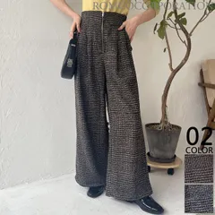 グレンチェック柄 ハイウエスト ワイドパンツ レディース ロングパンツ フロントジップ タック入り センタープレス 美脚効果 ストレートパンツ クラシカル シンプル カジュアル きれいめ 上品 大人 かわいい おしゃれ ブラック ブラウン 韓国ファッション 秋