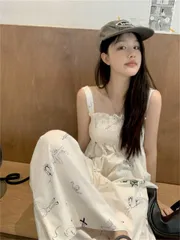 ファッション 体型カバー オールインワンサロペット[K](T)