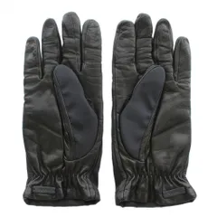【中古】プラダ PRADA 手袋 グローブ 5本指 羊革 ラムレザー ナイロン 切り替え 内側カシミヤ ロゴ 8.5 黒 ブラック プラダ PRADA 手袋 グローブ 5本指 羊革 ラムレザー ナイロン 切り替え
