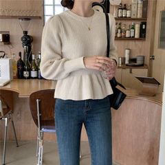美品ELIN 定価2.7万 ベルベットボートネックプルオーバー ボリューム袖 