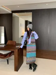 種類2：M/スカート 韓国風 気質 おしゃれ 人気 セーター+スカート セット (T)