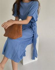 アンスリード ショルダー テープ ドレープ ワンピース マキシ丈38