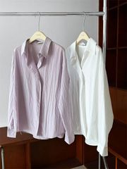 新品 タグ付き シアーシャツ ラベンダー ピンク シャツ meilmada 