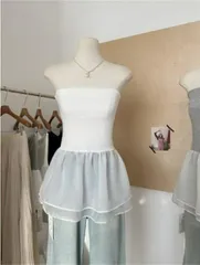 デザイン性フリルタンクトップ ノースリーブ (T)