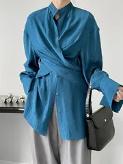 詰め襟ブラウス 上着 長袖 (T)